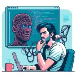 "ChatGPT kod yorumlama ve hata ayıklama sürecinde Türkçe geliştirici bakışıyla etkileşimde bulunan bir geliştirici, bilgisayar ekranında kod satırlarıyla çalışıyor."